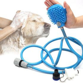 New Pet Bath Head Tool Comfortable Massager Shower Head Tool Cleaning Washing Sprayer Dog Brush Pet Bathing Supplies (Color: Blue, size: M 2.5M)