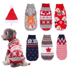 Christmas reindeer maple leaf snowflake festival pet clothes high neck knitting sweater dog cat clothing winter coat (Color: Red Reindeer, size: 10 -M)