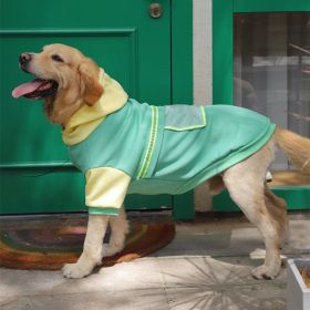 Autumn and winter pet clothes big dog clothes golden retriever Labrador big dog clothing sweater (Color: Two-Color Transparent Pocket Big Dog Sweater (Green), size: Xl)