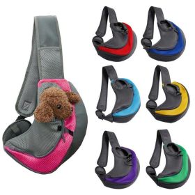 Outdoor Travel Pet Puppy Carrier Handbag Pouch Mesh Oxford Single Shoulder Bag Sling Mesh Comfort Travel Tote Shoulder Bag (Color: Blue, size: 38Cm*10Cm*20Cm)