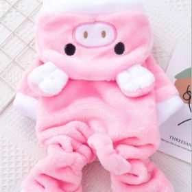 Pet Apparel; Piggy Shaped Winter Warm Flush Clothes For Doggy (Color: Pink, size: Xs)