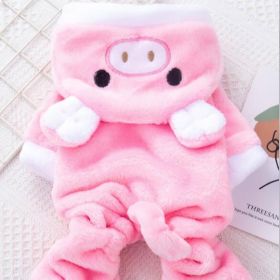 Pet Apparel; Piggy Shaped Winter Warm Flush Clothes For Doggy (Color: Pink, size: Xxl)