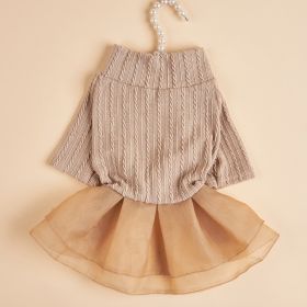 Pet Dog Knitted Fabric Mesh Short Skirt Dress; Cute Cat Apparel; For Small & Medium Dogs (Color: Khaki, size: Xs)
