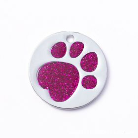 Personalized Dog Tags; Engraved Footprints Cat Tags; Anti-lost Round Pet ID Tags For Dogs & Cats (Color: Burgundy, size: One-Size)
