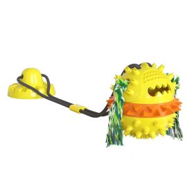 Pet Chewing Toys Dog Food Leaking Bite Resistant Ball Toy With Suction Cup For Indoor Dogs (Color: Yellow, size: 10.7*10.8*71Cm/4.21*4.25*27.95Inch)