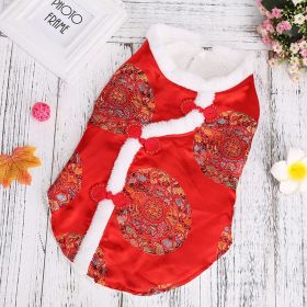 Chinese New Year Fleece Cat Clothes Coat; Pet Jacket Costumes; Tang Suits For Small Medium Dogs (Color: Red, size: Xxl)