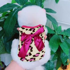 Winter Warm Pet Clothing For Small Dogs Soft Coral Vest Puppy Coat Leopard Print Dogs Costume (Color: Dark Pink, size: Xs)