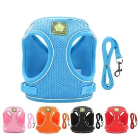 Reflective Pet Harness And Leash Set For Dog & Cat; No Pull Dog Vest Harness With Breathable Mesh (Color: Black, size: Xs)
