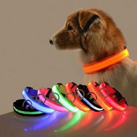 Glow-In-The-Dark Pet Collar For Dog & Cat; LED Dog Collar For Night Walking; USB charging (Color: Yellow, size: Xs)