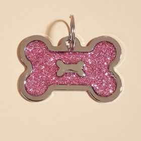 Metal Pet ID Tags With Pink Bone Shape For Dogs & Cats (Color: Shiny Rose Pink, size: 1 Peice)