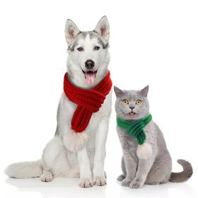 Pet knit Christmas scarf Creative teddy scarf cat dog pet supplies pet clothing dog scarf; cat scarf (Colour: Red, size: S)