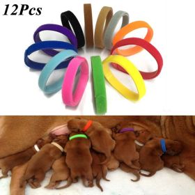 12 Pcs/Set Puppy Newborn Pets Identify Collars Adjustable Nylon Small Pet Dog Collars Kitten Necklace Whelping Puppy Collars (Color: 12Pcs, size: S)