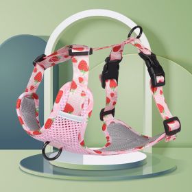 dog Harnesses; New style dog chest strap vest type big dog chest strap explosion-proof flush walking dog rope reflective pet traction rope (Specification (L * W): S, Colour: Pink)