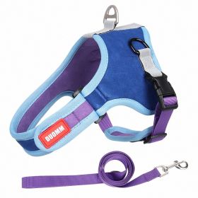dog Harnesses and dog leash set; Suede Pet Chest Strap Saddle Vest Style Dog Chest Back Reflective Dog Strap Dog Rope Wholesale (Specification (L * W): S, Colour: Blue)
