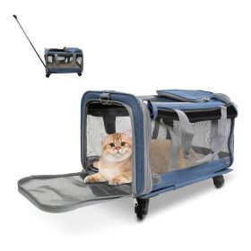 Pet Rolling Carrier With Wheels Pet Travel Carrier Transport (Color: Light Blue, Type: Pet Entertainment)