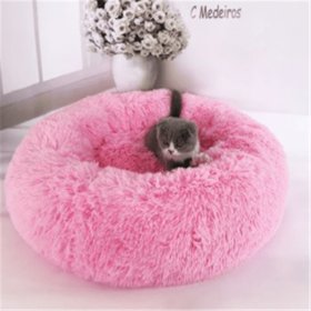 Round Long Hairy Autumn And Winter Nest Pad Cat Mattress (Color: Bright Powder, size: 70Cm)