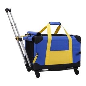 Pet Rolling Carrier With Wheels Pet Travel Carrier Transport (Color: Blue, Type: Pet Entertainment)