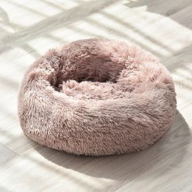 Dog Bed Super Soft Washable Long Plush Pet Kennel Deep Sleep Dog House Velvet Mats Sofa For Dog Basket Pet Cat Bed (Color: Brown, size: 70Cm)