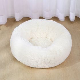 Dog Bed Super Soft Washable Long Plush Pet Kennel Deep Sleep Dog House Velvet Mats Sofa For Dog Basket Pet Cat Bed (Color: White, size: 60Cm)