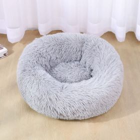 Dog Bed Super Soft Washable Long Plush Pet Kennel Deep Sleep Dog House Velvet Mats Sofa For Dog Basket Pet Cat Bed (Color: Light Gray, size: 40Cm)